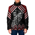 New Zealand Christmas Taniko Poutama Padded Jacket Mountainscape Maori Fern - Aussie Hoodie