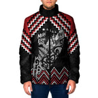 New Zealand Christmas Taniko Poutama Padded Jacket Mountainscape Maori Fern - Aussie Hoodie