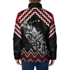 New Zealand Christmas Taniko Poutama Padded Jacket Mountainscape Maori Fern - Aussie Hoodie