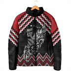 New Zealand Christmas Taniko Poutama Padded Jacket Mountainscape Maori Fern - Aussie Hoodie