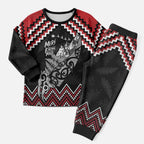 New Zealand Christmas Taniko Poutama Christmas Pajama Set Mountainscape Maori Fern - Aussie Hoodie