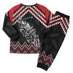 New Zealand Christmas Taniko Poutama Christmas Pajama Set Mountainscape Maori Fern - Aussie Hoodie