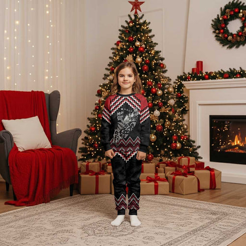 New Zealand Christmas Taniko Poutama Christmas Pajama Set Mountainscape Maori Fern - Aussie Hoodie