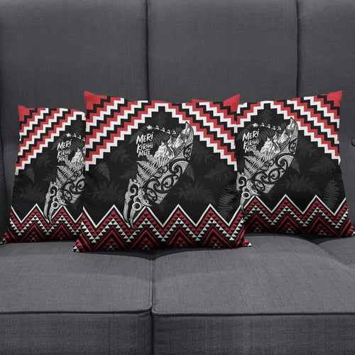 New Zealand Christmas Taniko Poutama Pillow Cover Mountainscape Maori Fern - Aussie Hoodie