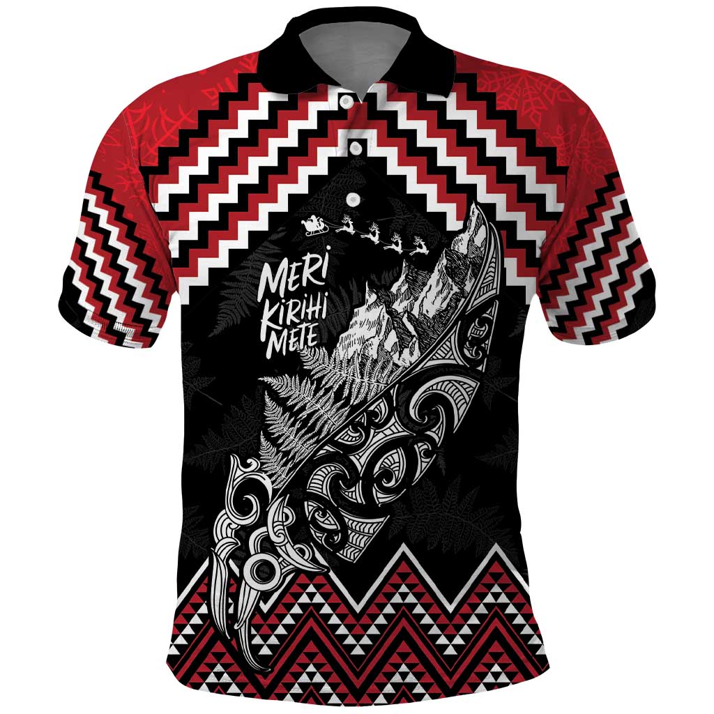 New Zealand Christmas Taniko Poutama Polo Shirt Mountainscape Maori Fern - Aussie Hoodie