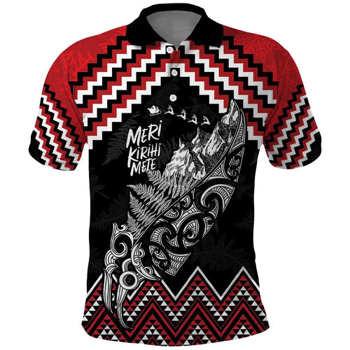 New Zealand Christmas Taniko Poutama Polo Shirt Mountainscape Maori Fern - Aussie Hoodie