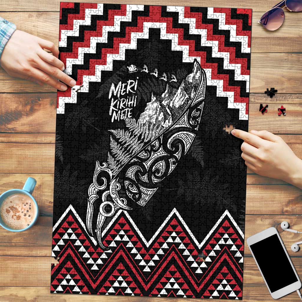 New Zealand Christmas Taniko Poutama Puzzle Mountainscape Maori Fern - Aussie Hoodie