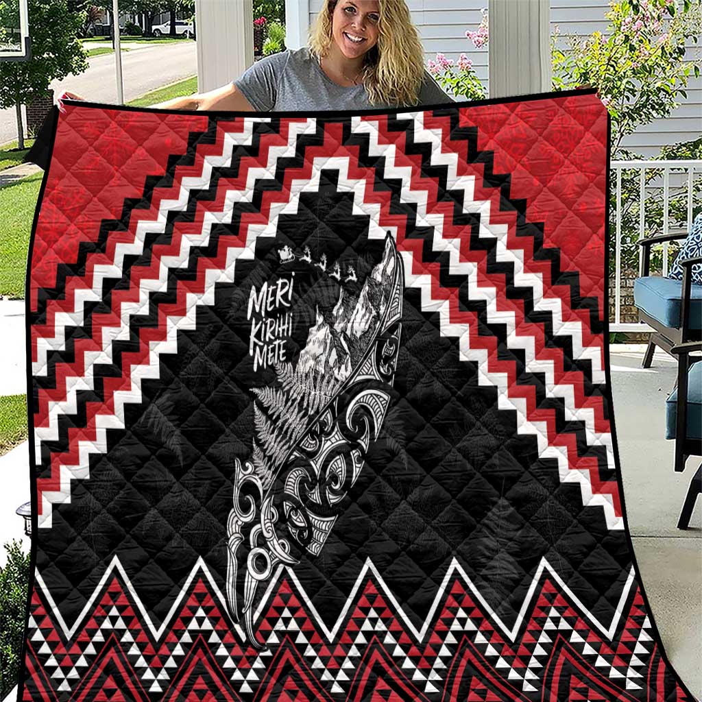 New Zealand Christmas Taniko Poutama Quilt Mountainscape Maori Fern - Aussie Hoodie