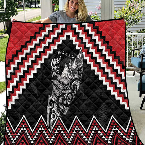 New Zealand Christmas Taniko Poutama Quilt Mountainscape Maori Fern - Aussie Hoodie