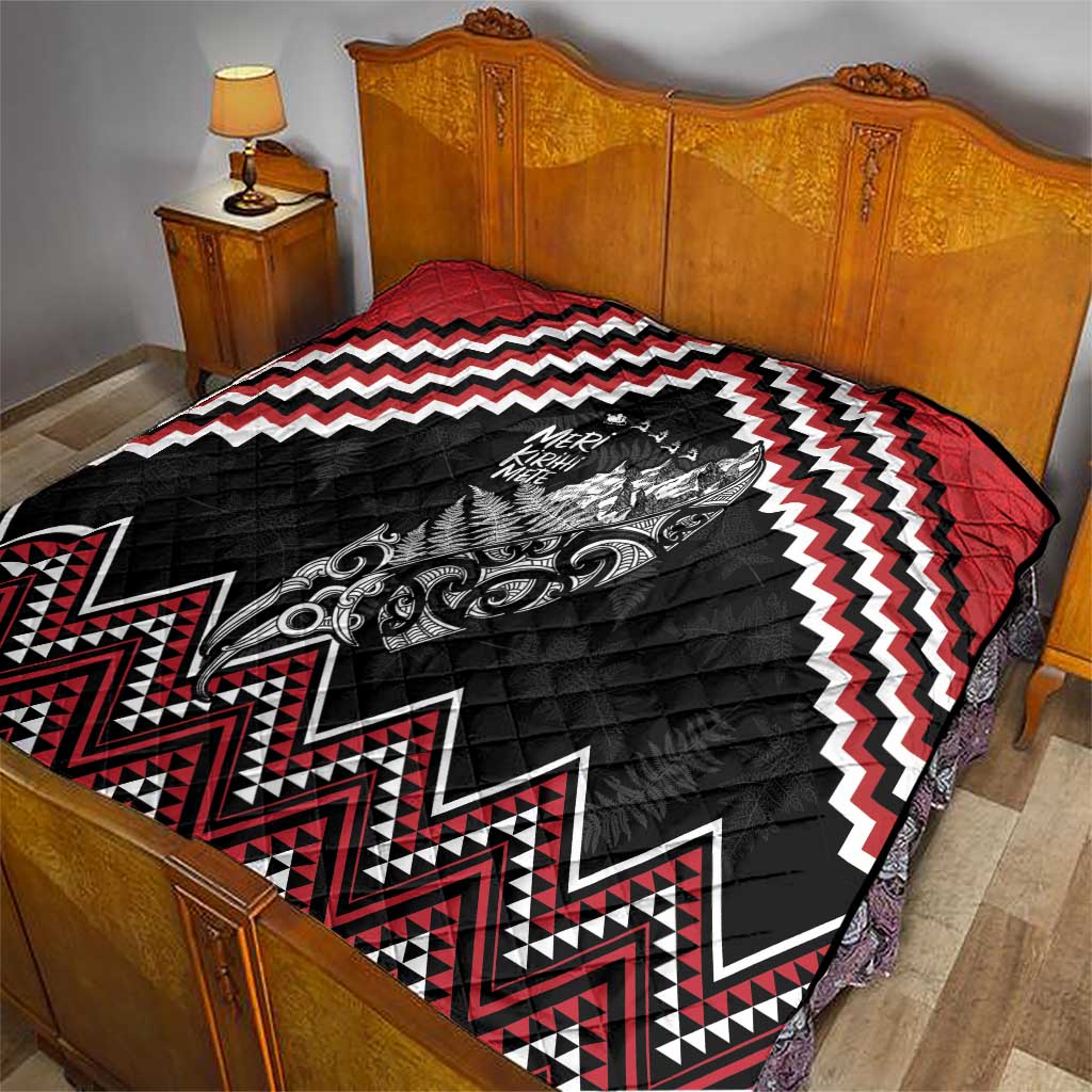 New Zealand Christmas Taniko Poutama Quilt Mountainscape Maori Fern - Aussie Hoodie