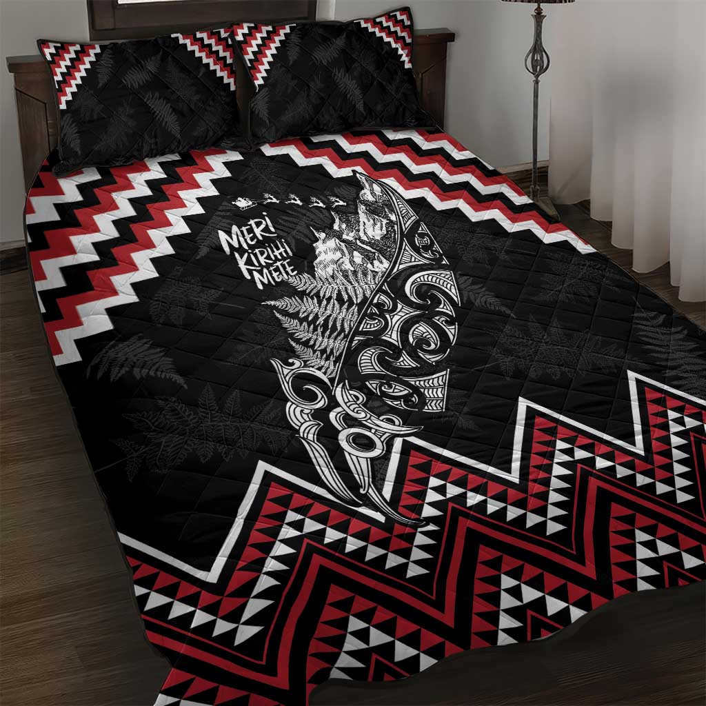 New Zealand Christmas Taniko Poutama Quilt Bed Set Mountainscape Maori Fern - Aussie Hoodie