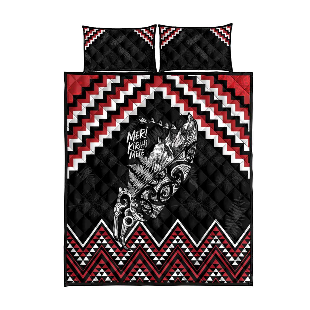 New Zealand Christmas Taniko Poutama Quilt Bed Set Mountainscape Maori Fern - Aussie Hoodie