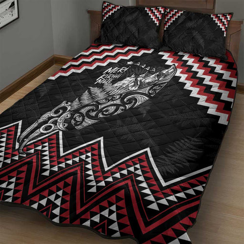 New Zealand Christmas Taniko Poutama Quilt Bed Set Mountainscape Maori Fern - Aussie Hoodie