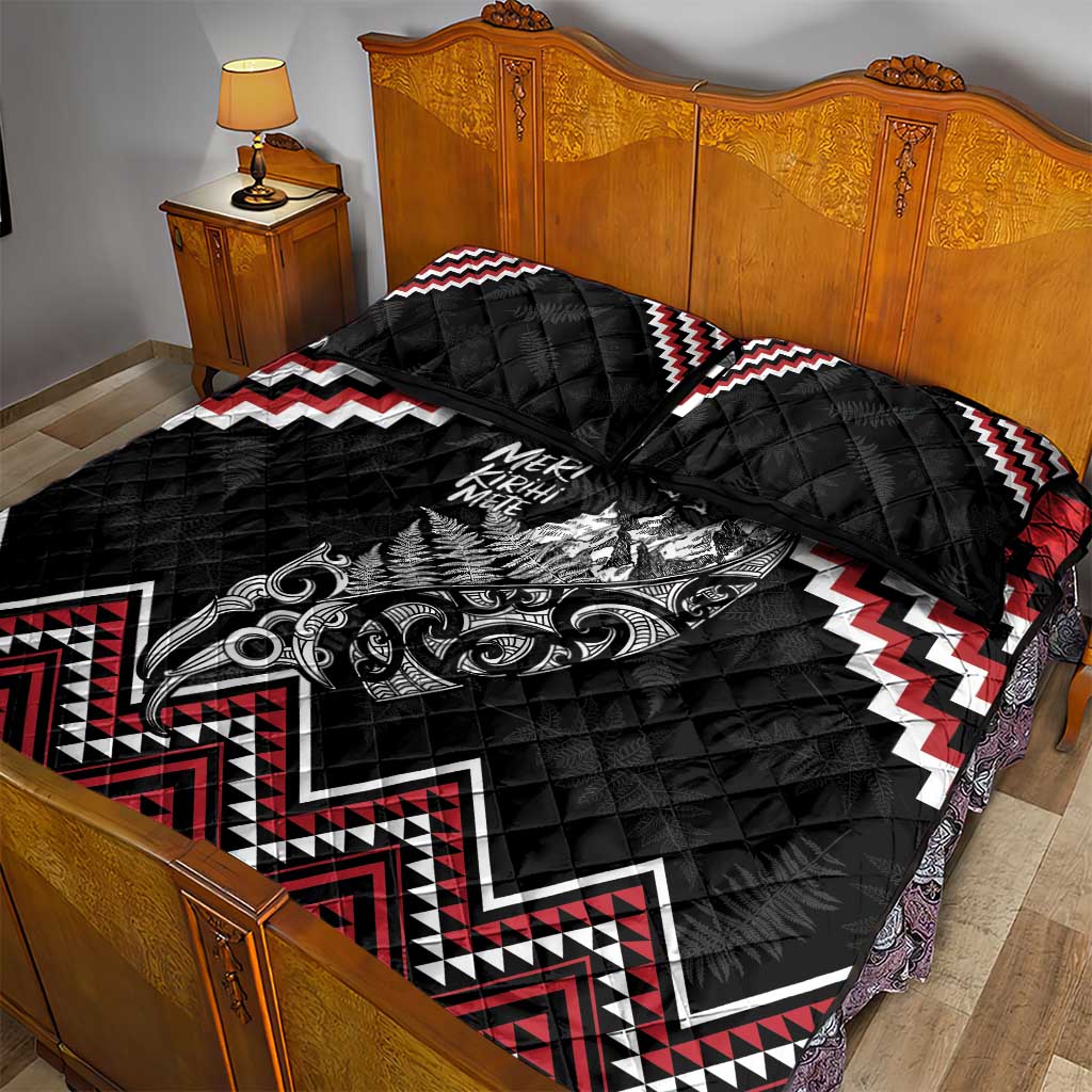 New Zealand Christmas Taniko Poutama Quilt Bed Set Mountainscape Maori Fern - Aussie Hoodie