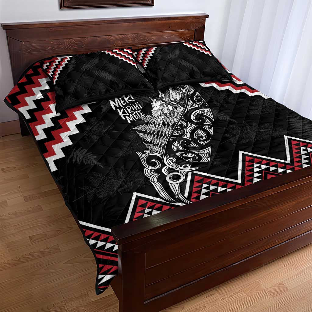 New Zealand Christmas Taniko Poutama Quilt Bed Set Mountainscape Maori Fern - Aussie Hoodie