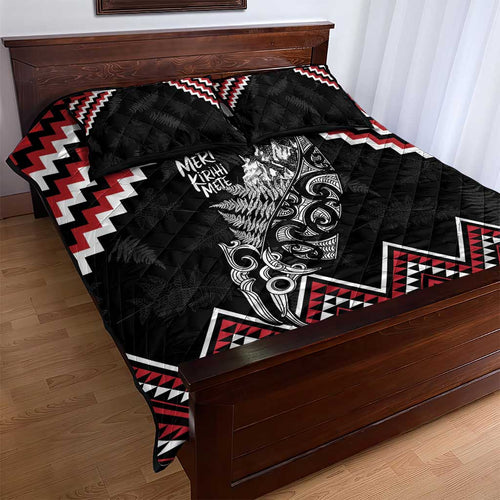 New Zealand Christmas Taniko Poutama Quilt Bed Set Mountainscape Maori Fern - Aussie Hoodie