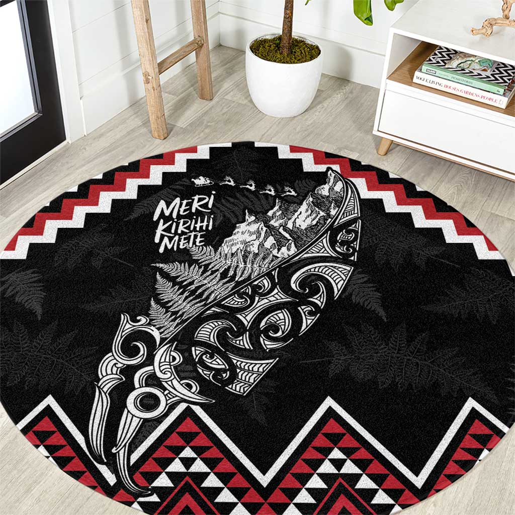 New Zealand Christmas Taniko Poutama Round Carpet Mountainscape Maori Fern - Aussie Hoodie