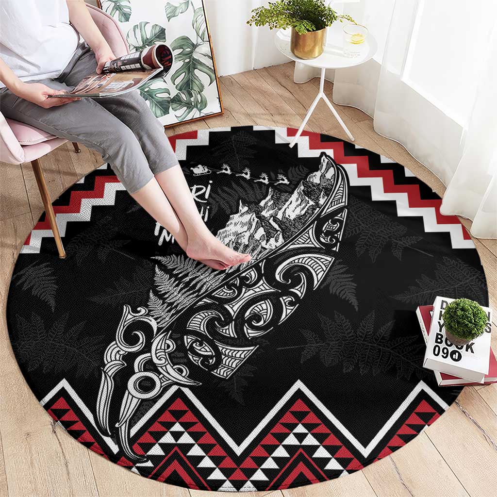 New Zealand Christmas Taniko Poutama Round Carpet Mountainscape Maori Fern - Aussie Hoodie