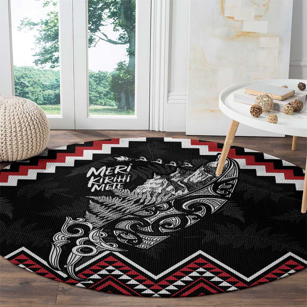 New Zealand Christmas Taniko Poutama Round Carpet Mountainscape Maori Fern - Aussie Hoodie
