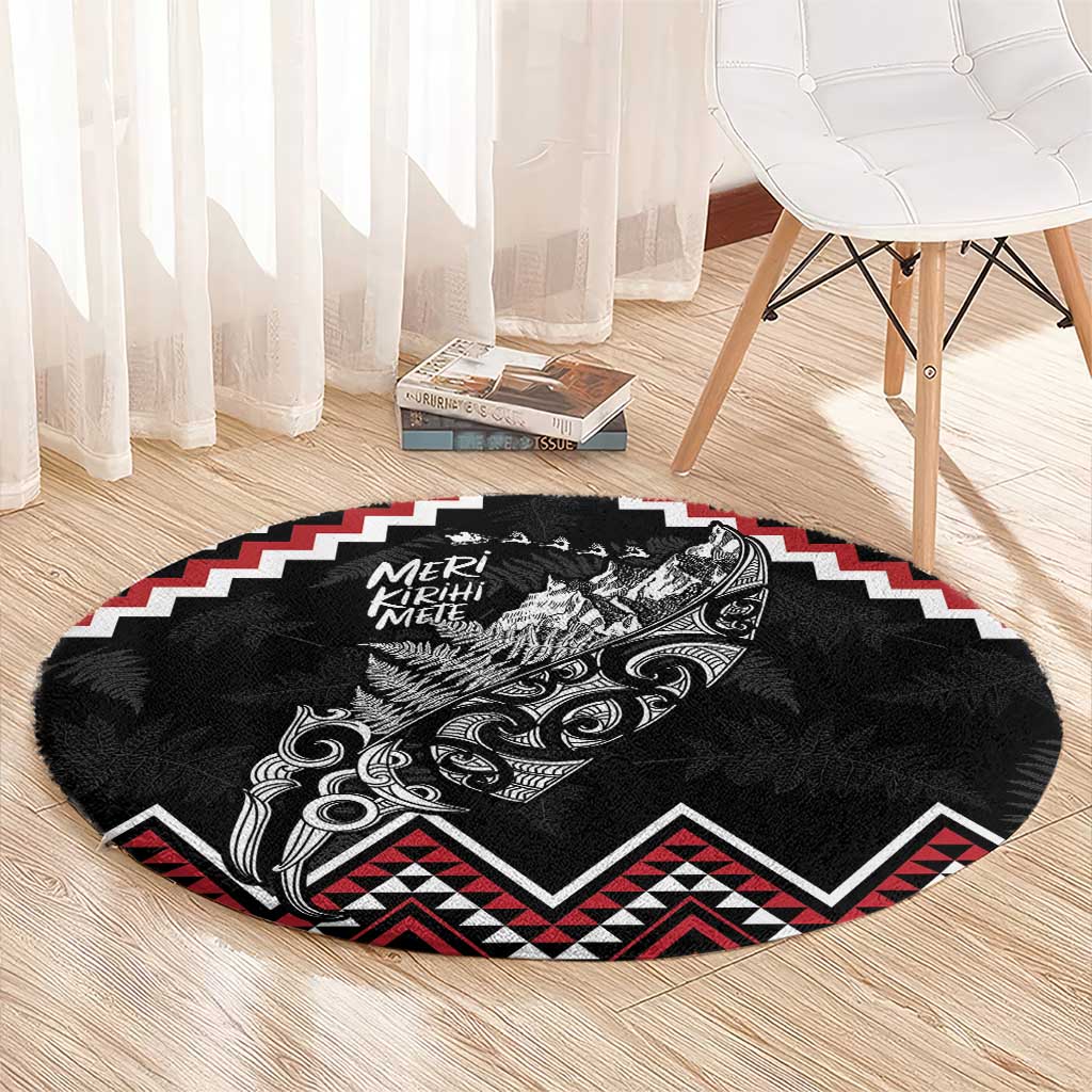 New Zealand Christmas Taniko Poutama Round Carpet Mountainscape Maori Fern - Aussie Hoodie