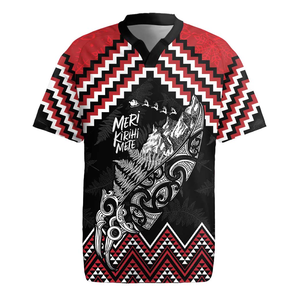 New Zealand Christmas Taniko Poutama Rugby Jersey Mountainscape Maori Fern - Aussie Hoodie