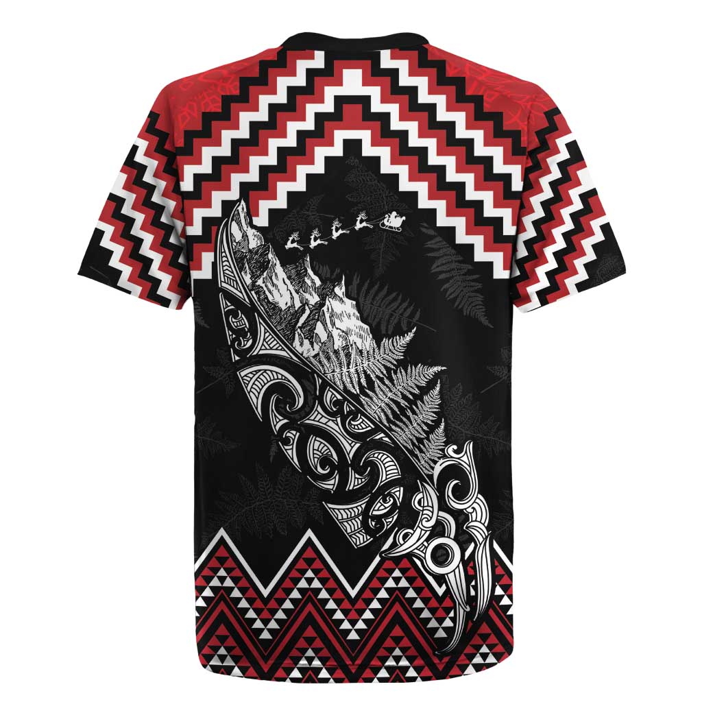New Zealand Christmas Taniko Poutama Rugby Jersey Mountainscape Maori Fern - Aussie Hoodie