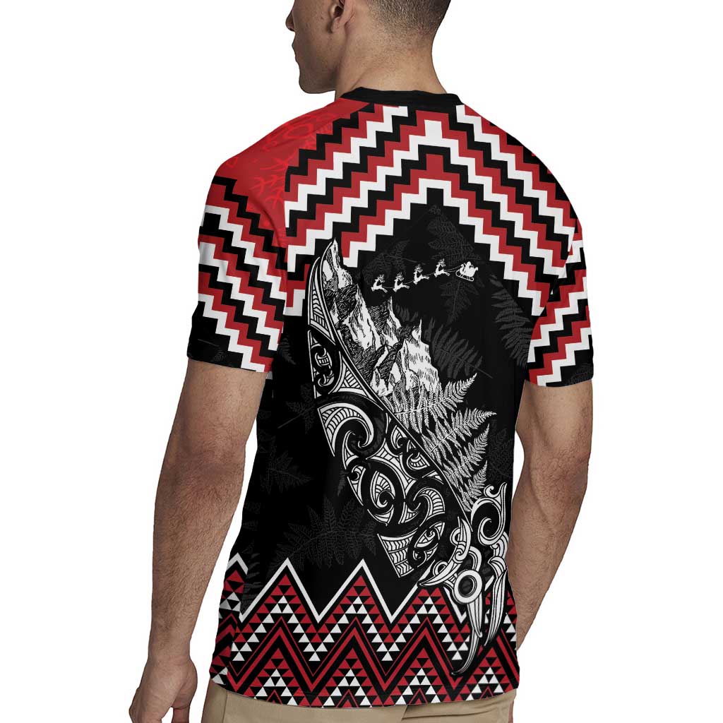 New Zealand Christmas Taniko Poutama Rugby Jersey Mountainscape Maori Fern - Aussie Hoodie