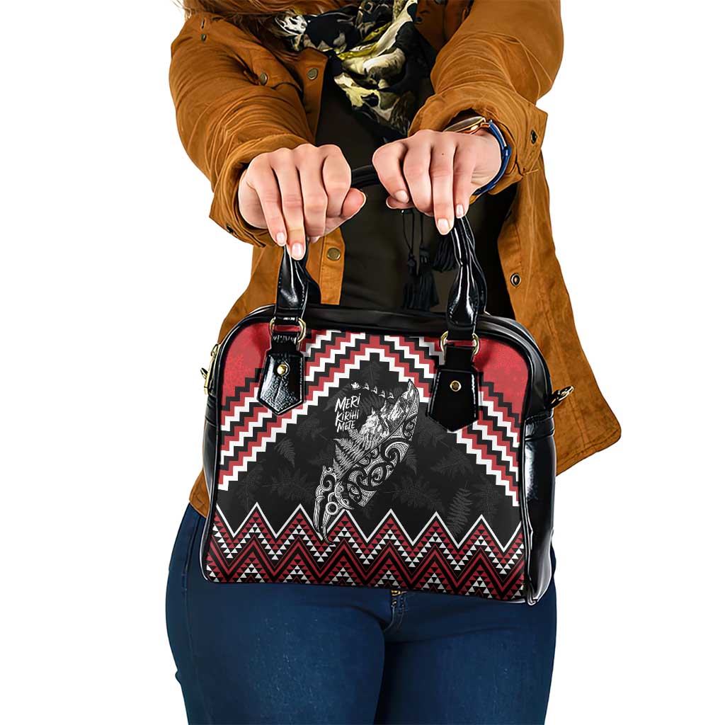 New Zealand Christmas Taniko Poutama Shoulder Handbag Mountainscape Maori Fern - Aussie Hoodie