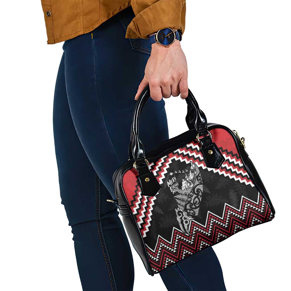 New Zealand Christmas Taniko Poutama Shoulder Handbag Mountainscape Maori Fern - Aussie Hoodie