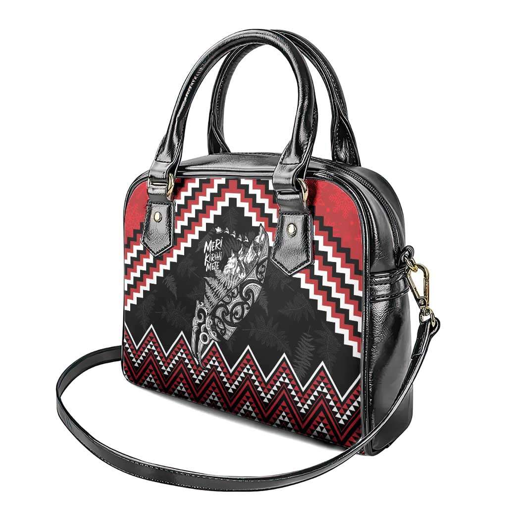 New Zealand Christmas Taniko Poutama Shoulder Handbag Mountainscape Maori Fern - Aussie Hoodie