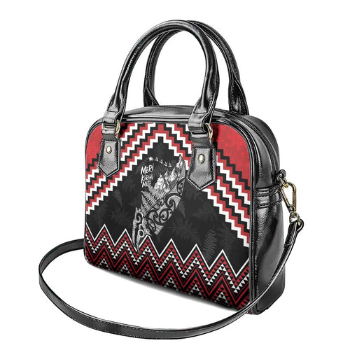 New Zealand Christmas Taniko Poutama Shoulder Handbag Mountainscape Maori Fern - Aussie Hoodie