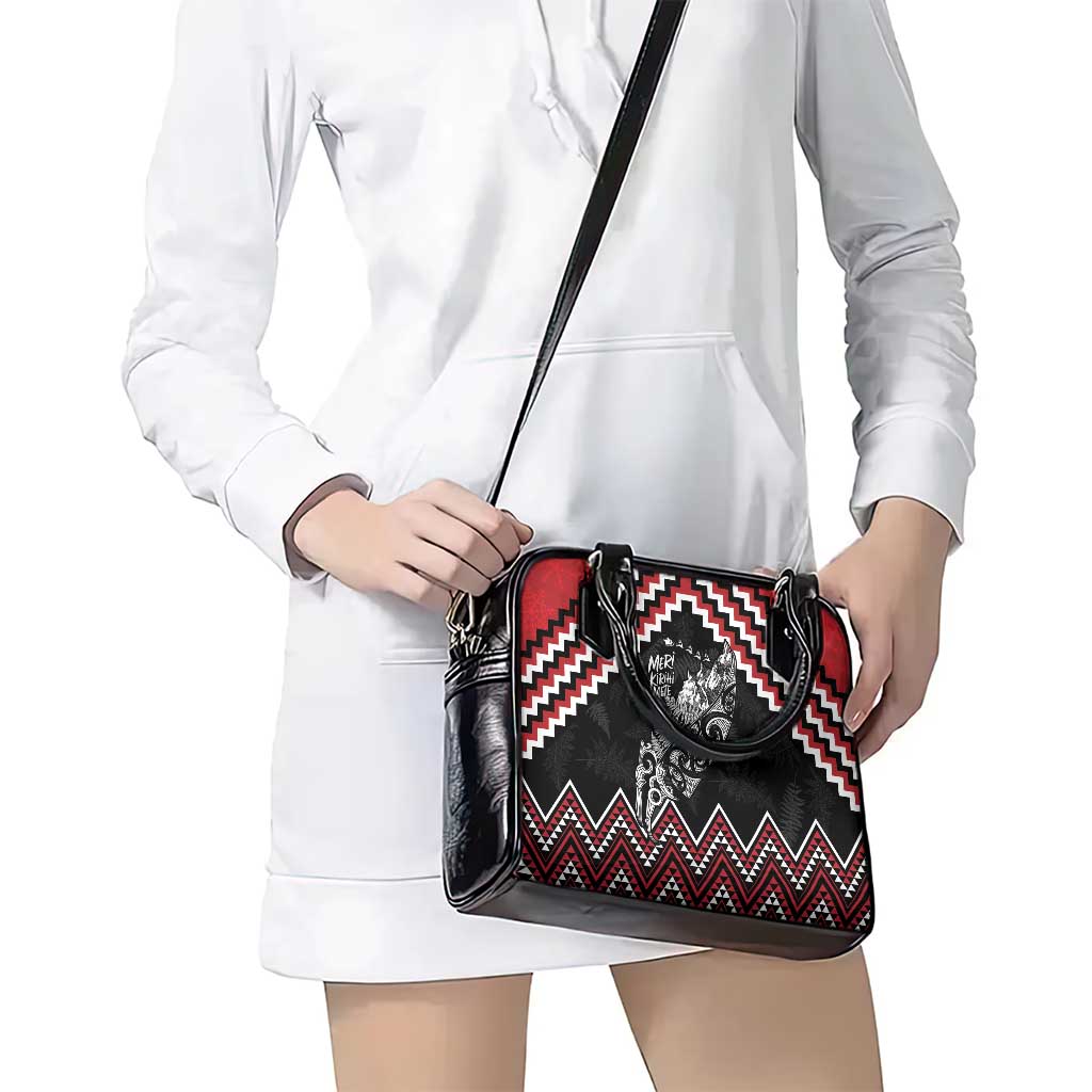 New Zealand Christmas Taniko Poutama Shoulder Handbag Mountainscape Maori Fern - Aussie Hoodie
