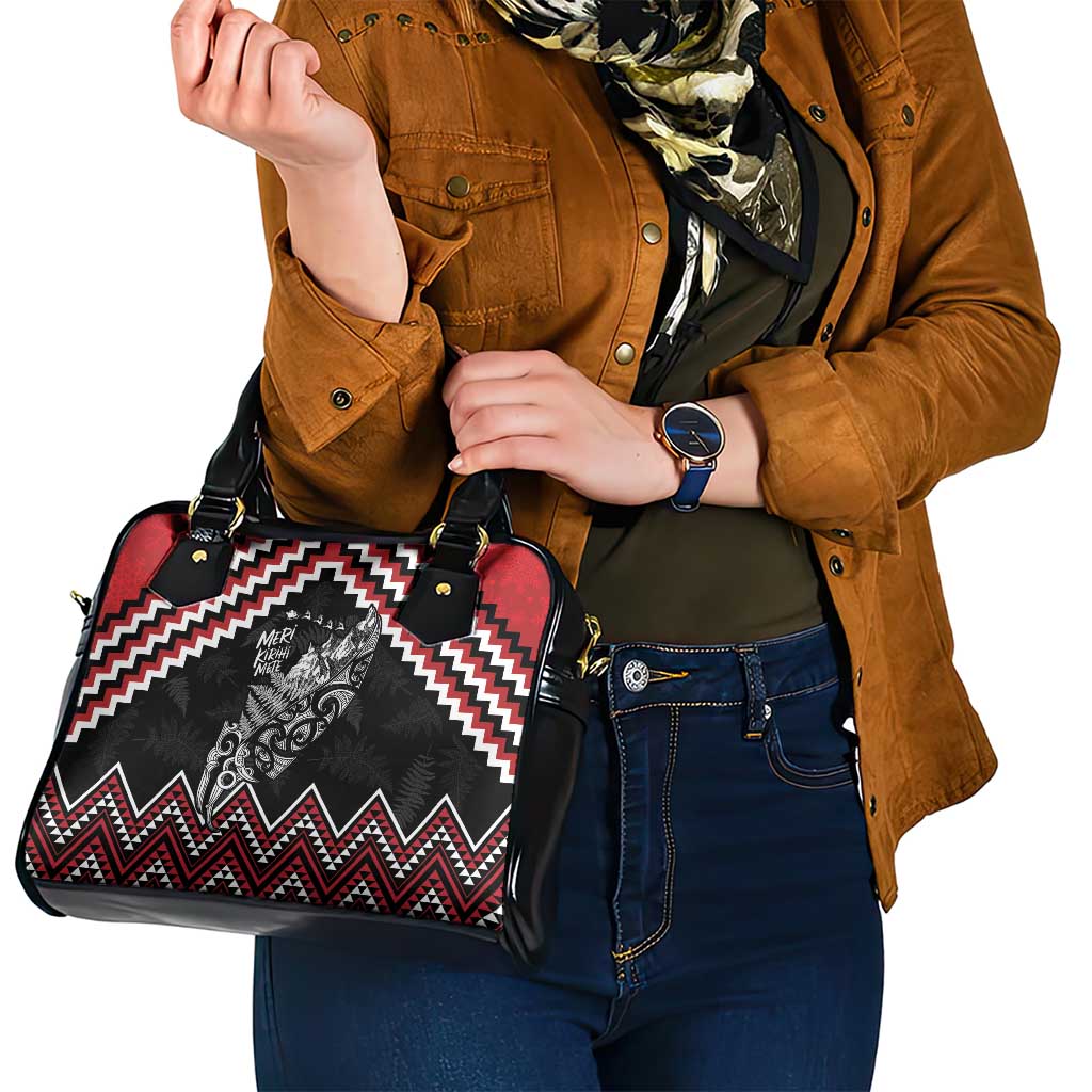 New Zealand Christmas Taniko Poutama Shoulder Handbag Mountainscape Maori Fern - Aussie Hoodie