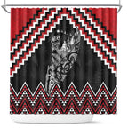 New Zealand Christmas Taniko Poutama Shower Curtain Mountainscape Maori Fern - Aussie Hoodie