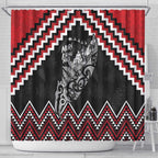 New Zealand Christmas Taniko Poutama Shower Curtain Mountainscape Maori Fern - Aussie Hoodie