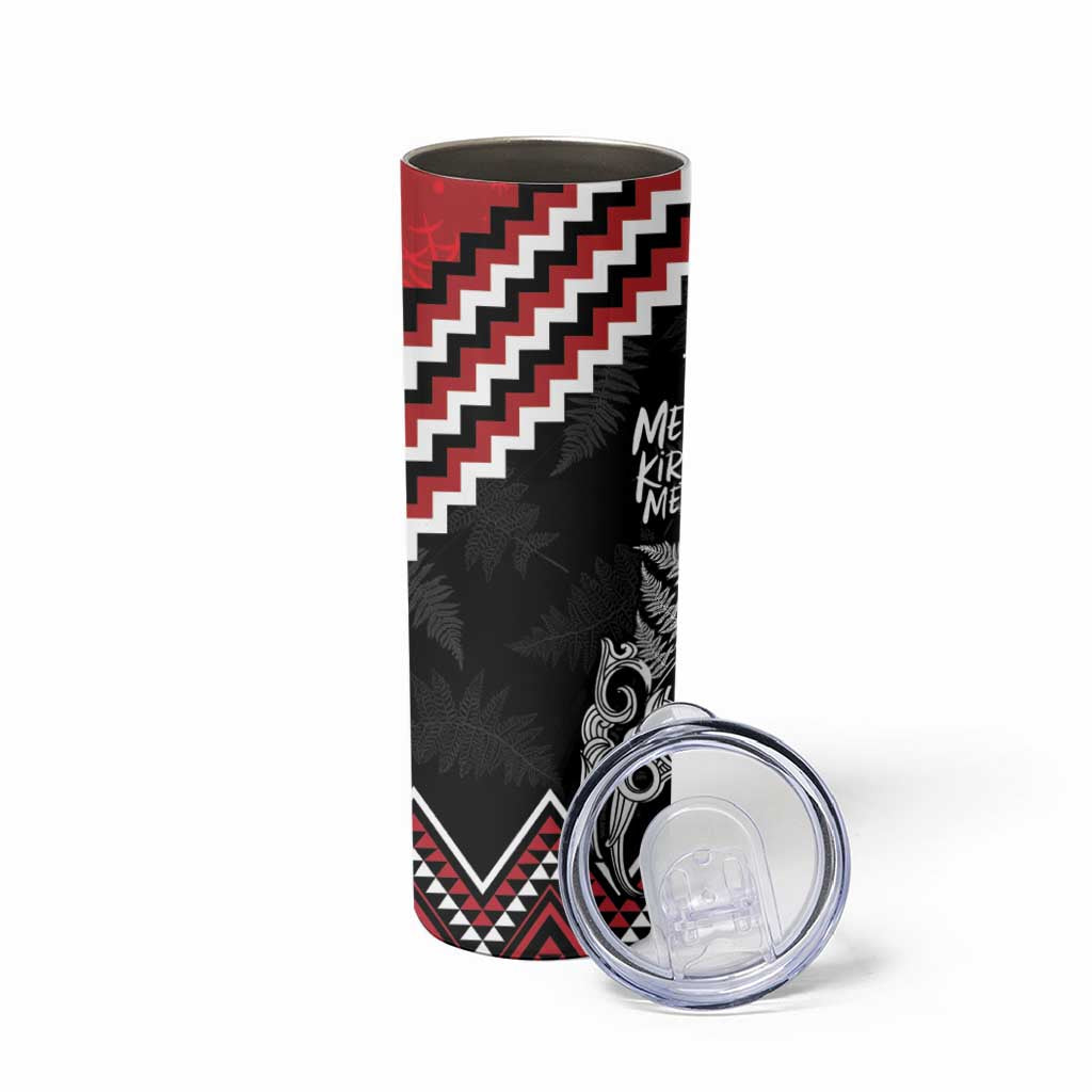 New Zealand Christmas Taniko Poutama Skinny Tumbler Mountainscape Maori Fern - Aussie Hoodie