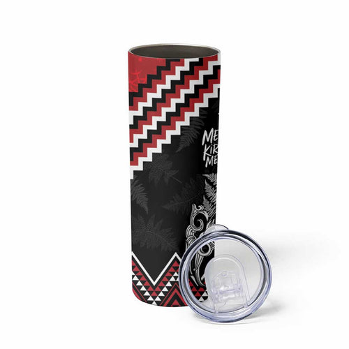 New Zealand Christmas Taniko Poutama Skinny Tumbler Mountainscape Maori Fern - Aussie Hoodie
