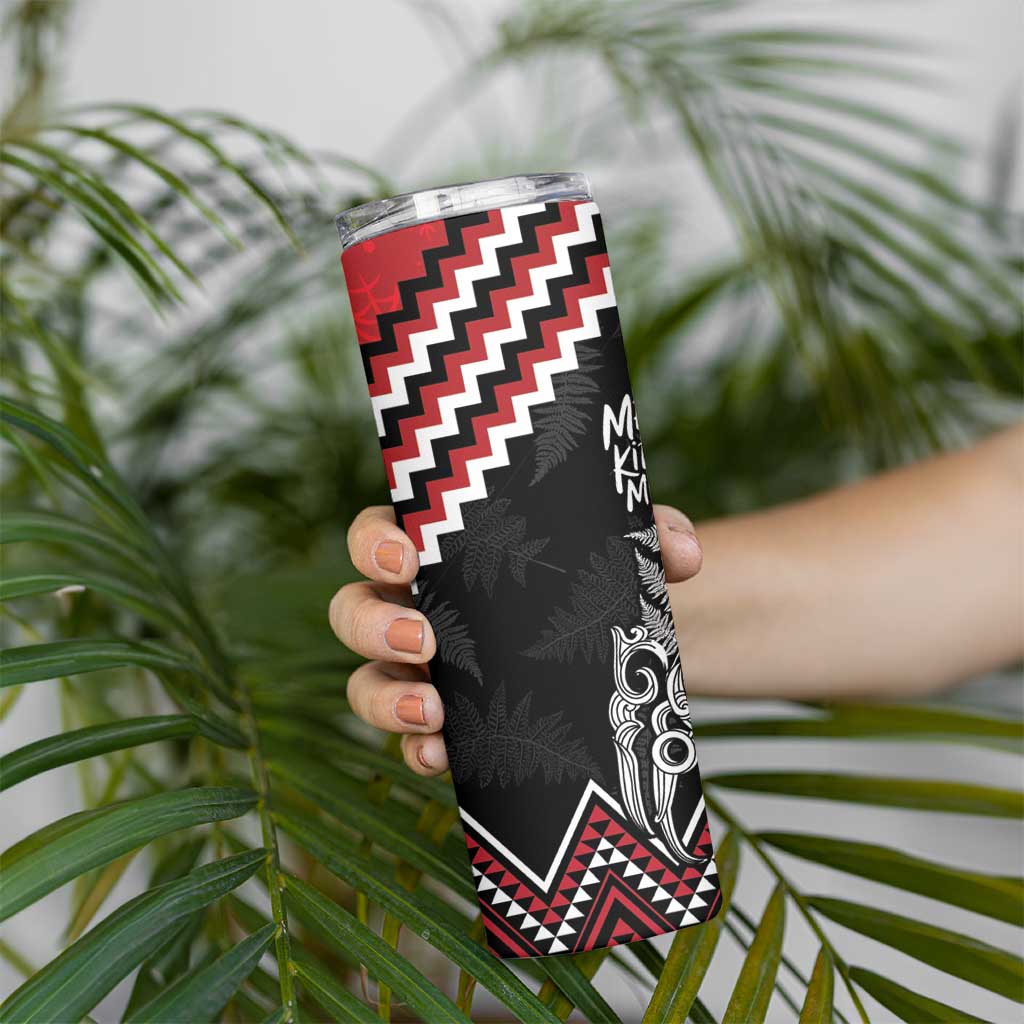 New Zealand Christmas Taniko Poutama Skinny Tumbler Mountainscape Maori Fern - Aussie Hoodie