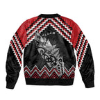 New Zealand Christmas Taniko Poutama Sleeve Zip Bomber Jacket Mountainscape Maori Fern - Aussie Hoodie