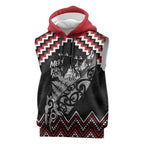 New Zealand Christmas Taniko Poutama Sleeveless Hoodie Mountainscape Maori Fern - Aussie Hoodie