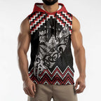 New Zealand Christmas Taniko Poutama Sleeveless Hoodie Mountainscape Maori Fern - Aussie Hoodie