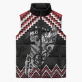 New Zealand Christmas Taniko Poutama Sleeveless Puffer Jacket Mountainscape Maori Fern - Aussie Hoodie