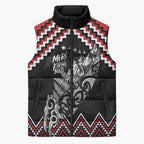 New Zealand Christmas Taniko Poutama Sleeveless Puffer Jacket Mountainscape Maori Fern - Aussie Hoodie