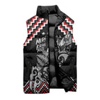 New Zealand Christmas Taniko Poutama Sleeveless Puffer Jacket Mountainscape Maori Fern - Aussie Hoodie