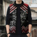 New Zealand Christmas Taniko Poutama Sleeveless Puffer Jacket Mountainscape Maori Fern - Aussie Hoodie