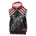New Zealand Christmas Taniko Poutama Sleeveless Zip Hoodie Mountainscape Maori Fern LT7