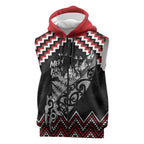 New Zealand Christmas Taniko Poutama Sleeveless Zip Hoodie Mountainscape Maori Fern LT7