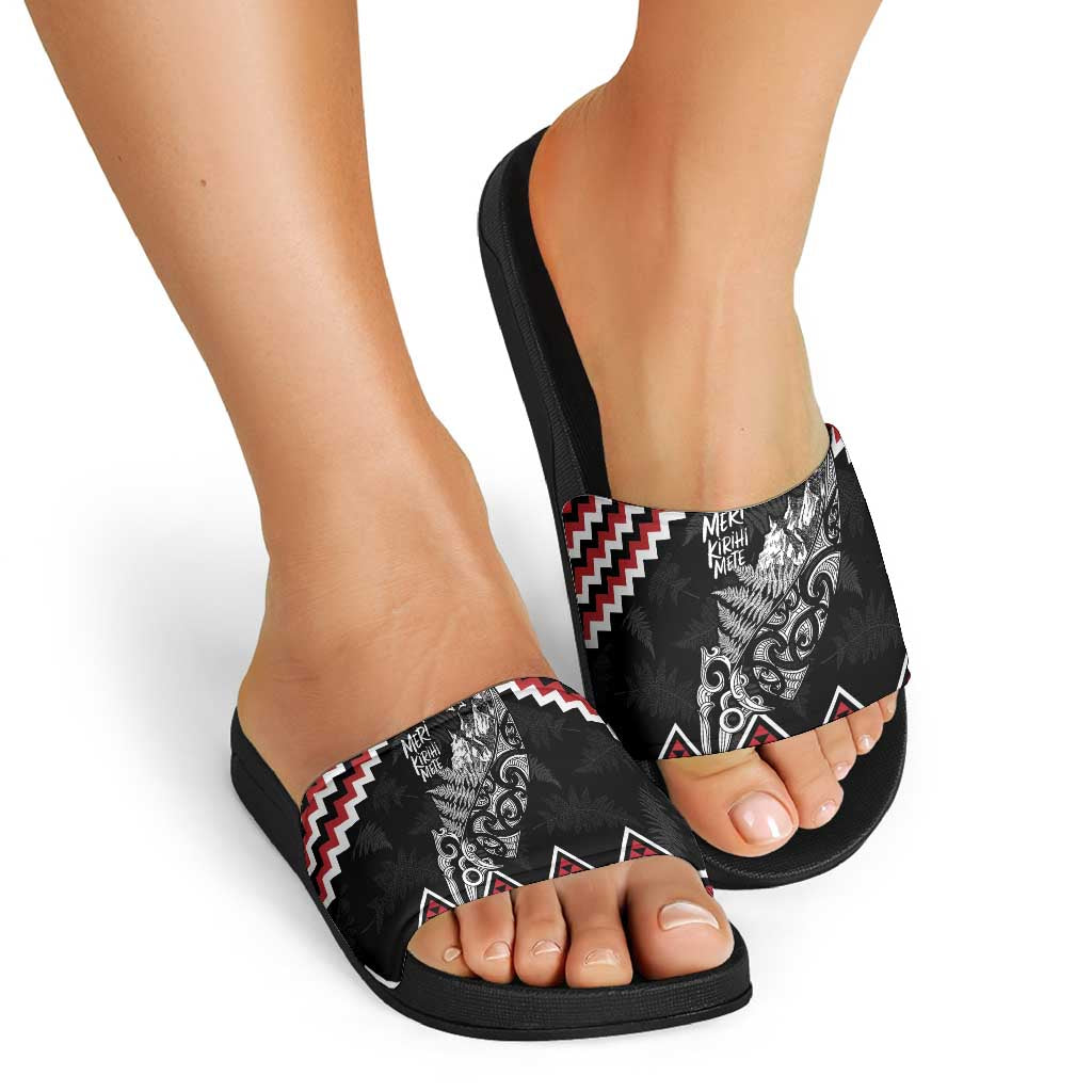 New Zealand Christmas Taniko Poutama Slide Sandals Mountainscape Maori Fern - Aussie Hoodie
