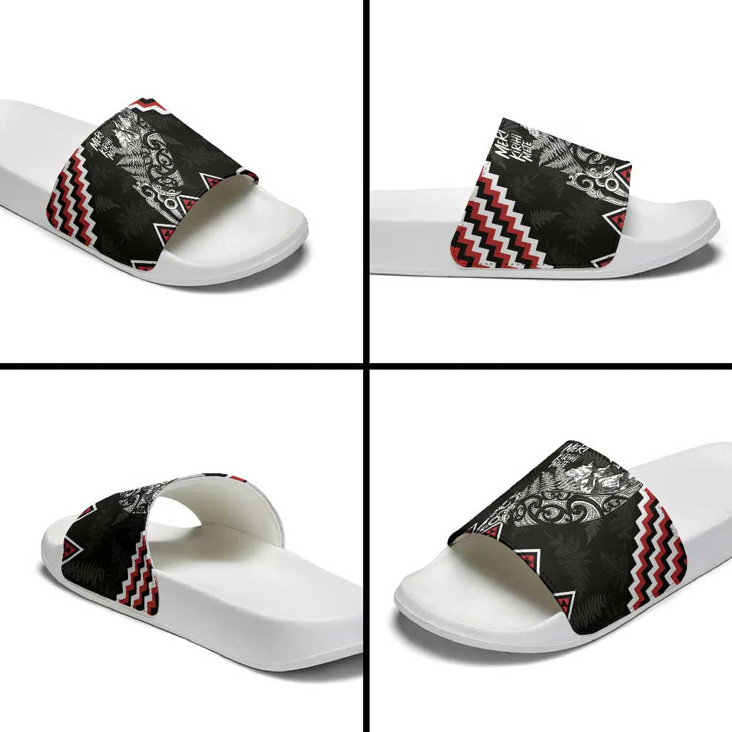 New Zealand Christmas Taniko Poutama Slide Sandals Mountainscape Maori Fern - Aussie Hoodie