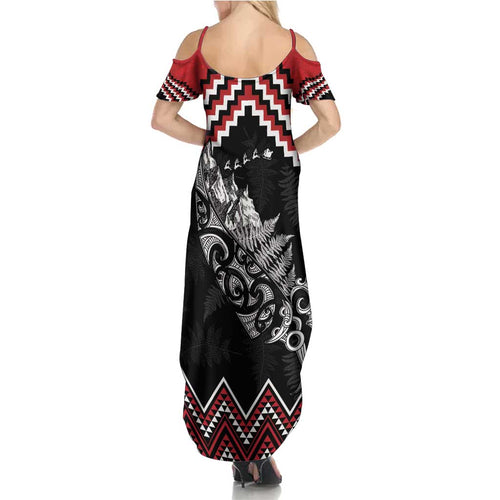 New Zealand Christmas Taniko Poutama Summer Maxi Dress Mountainscape Maori Fern - Aussie Hoodie